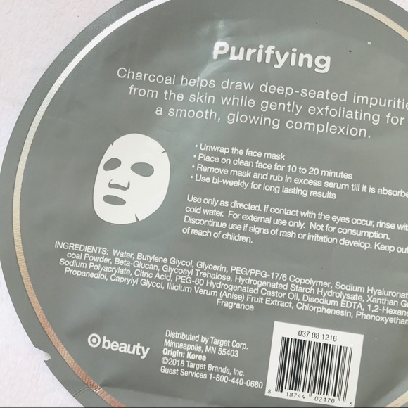 Purifying charcoal pore skin sheet mask NEW - Picture 2 of 2